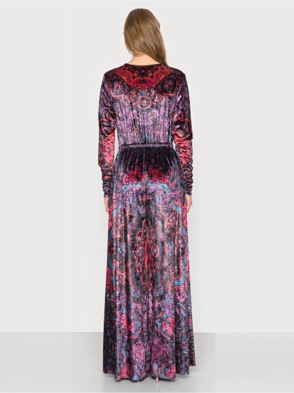 Free People Velvet Paisley Wide-Leg Jumpsuit in Pink & Blue - Picture 2 of 11